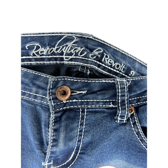 Revolution by revolt size 9 skinny leg blue denim jeans - Picture 8 of 10